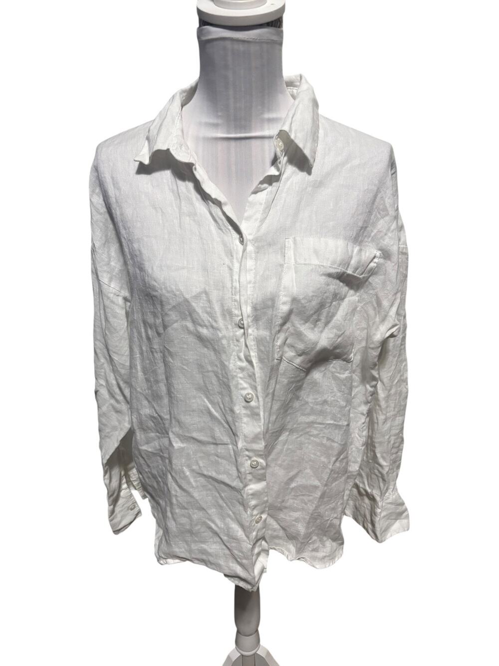 H&M White Linen Button Down Size M 100% Linen